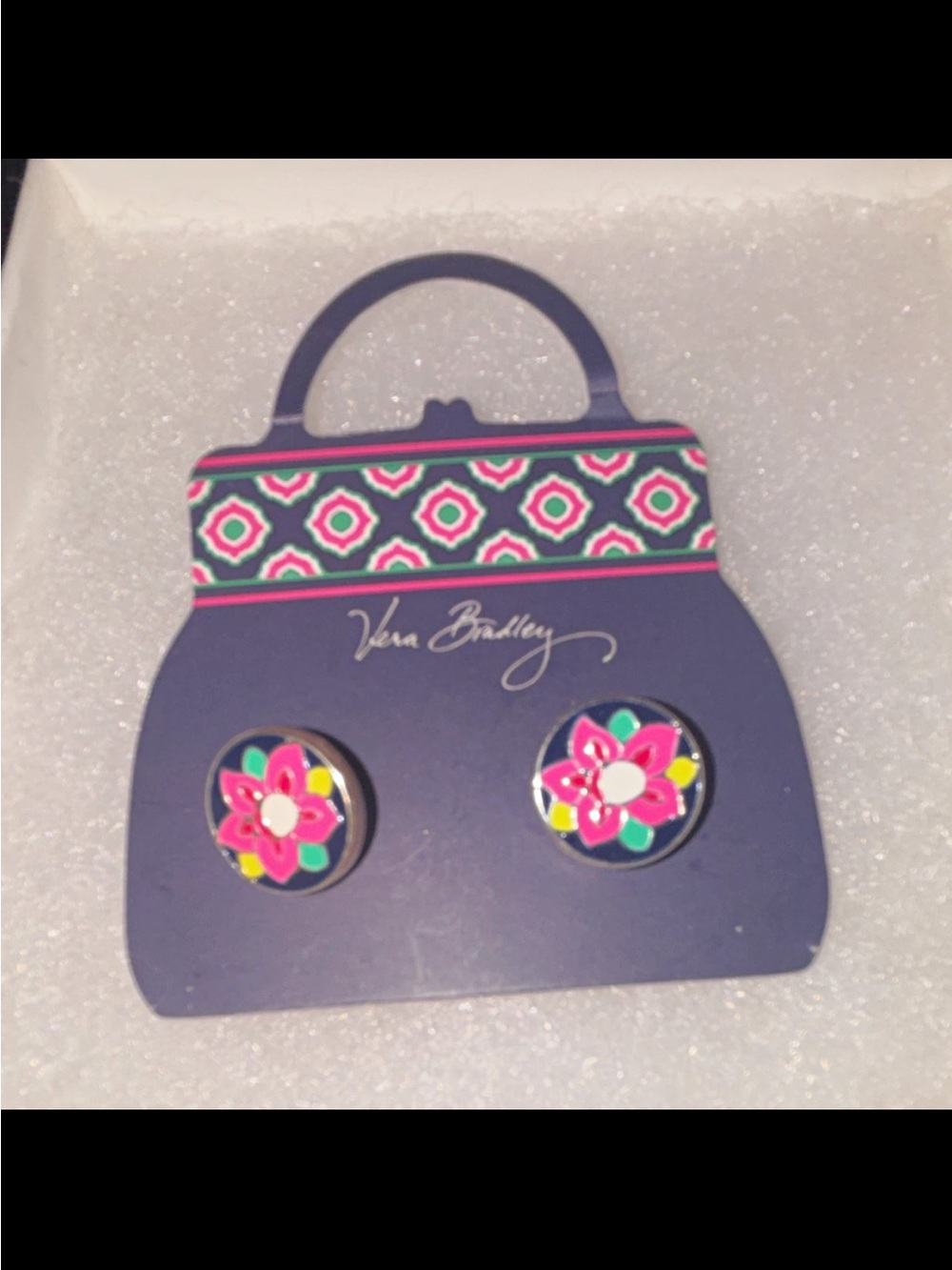 Vera Bradley Pink Multicolor Floral Button Earrings